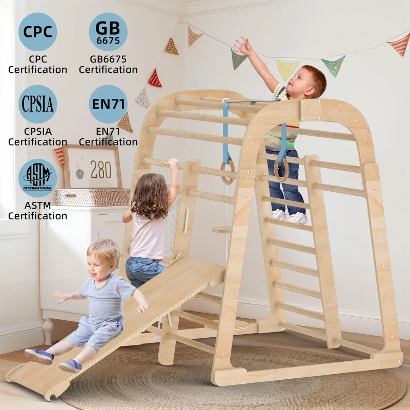 Solid wood children's slide wo - Kids Outdoor Climbing Frame recension och pris