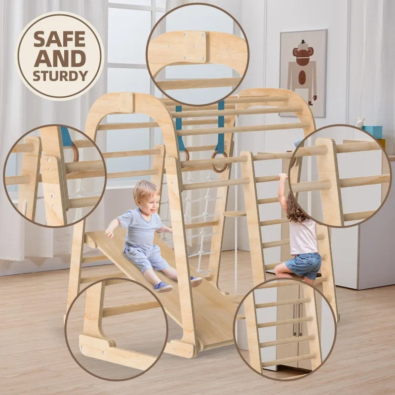 Solid wood children's slide wo - Kids Outdoor Climbing Frame recension och pris